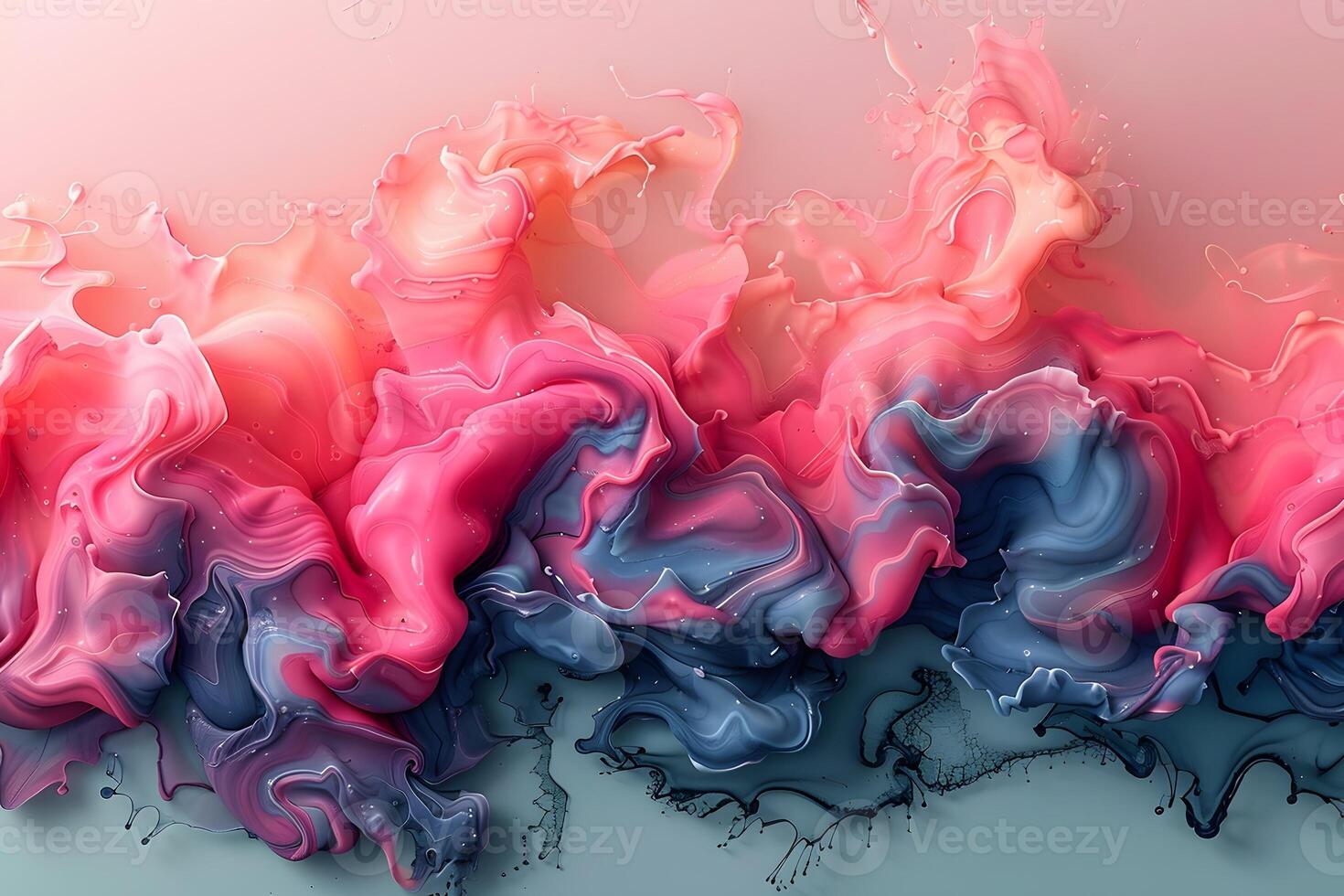 Abstract Flowing Paint Strokes in Pink and Blue - Modern Artistic Design for Creative Projects photo