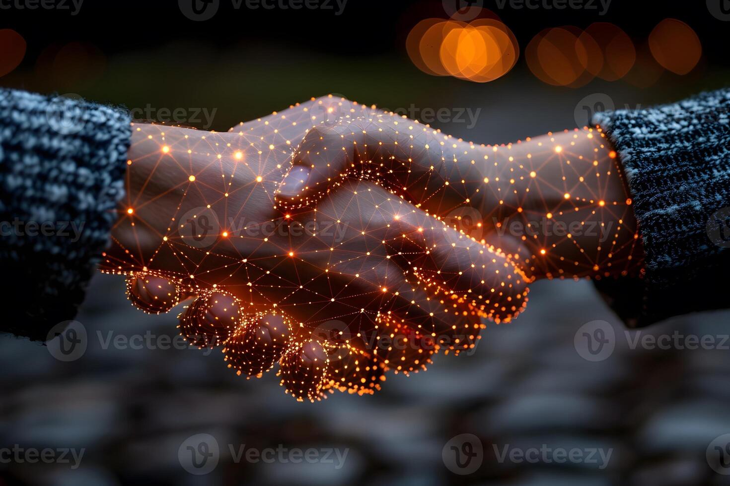 Digital Connectivity in Business Handshake with Network Overlay for Modern Partnership photo