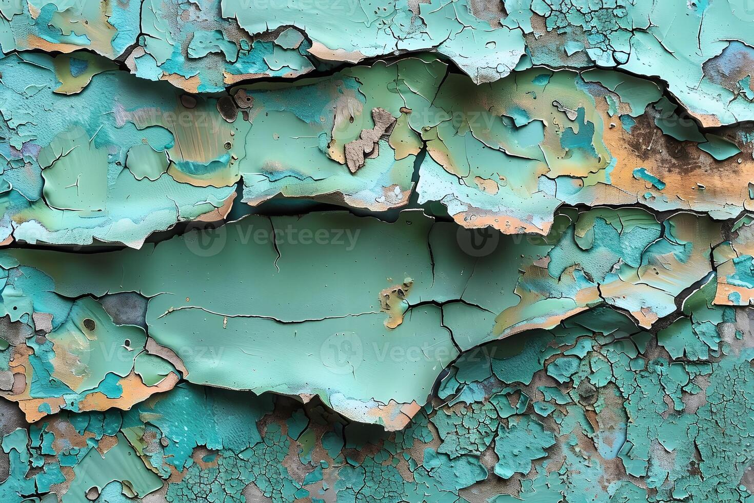 Peeling Teal Paint on Weathered Wall for Abstract Textural Background or Artistic Design photo