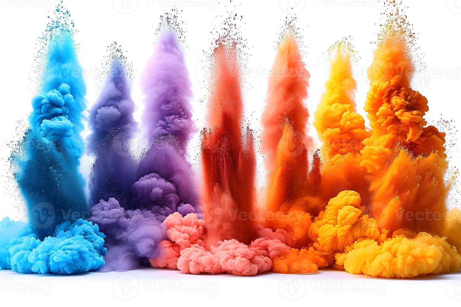 Vibrant Color Explosion with Multi-Hued Dust Clouds for Creative Design photo