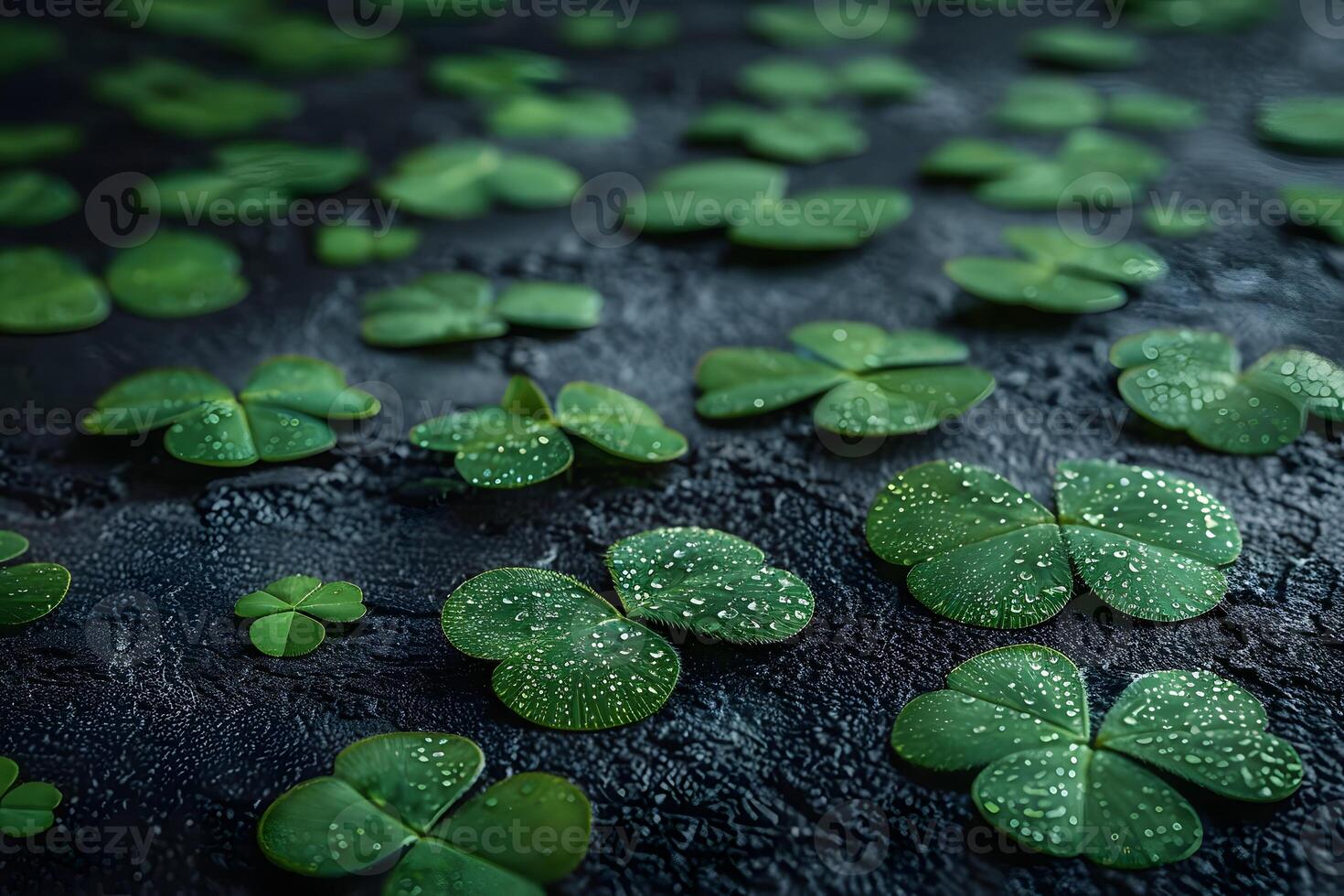 Fresh Dew on Clover Leaves - Nature's Tranquility Theme for St. Patrick's Day Designs photo