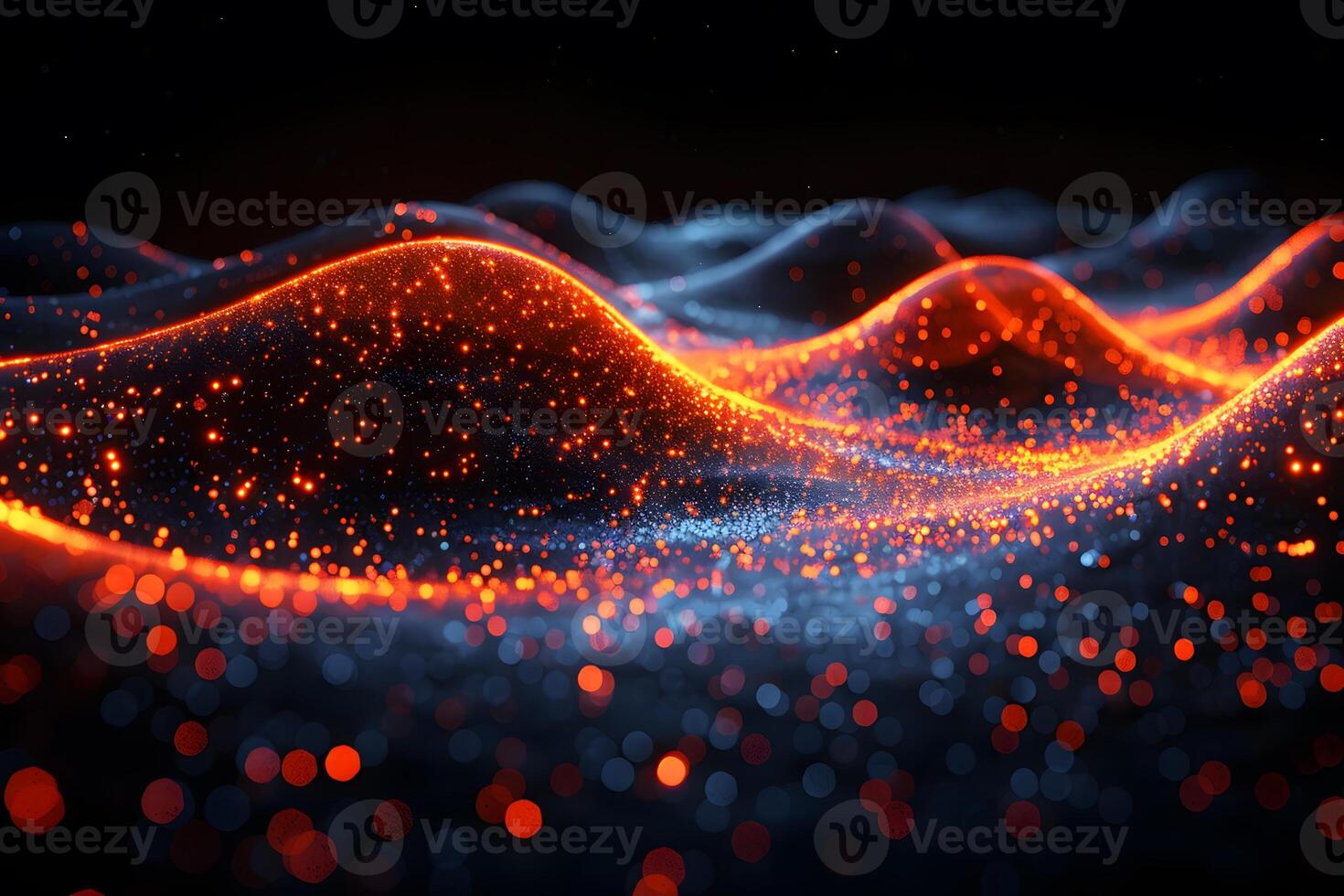 Dynamic Flow of Glowing Particles in Abstract Waveform for Digital Art and Design photo