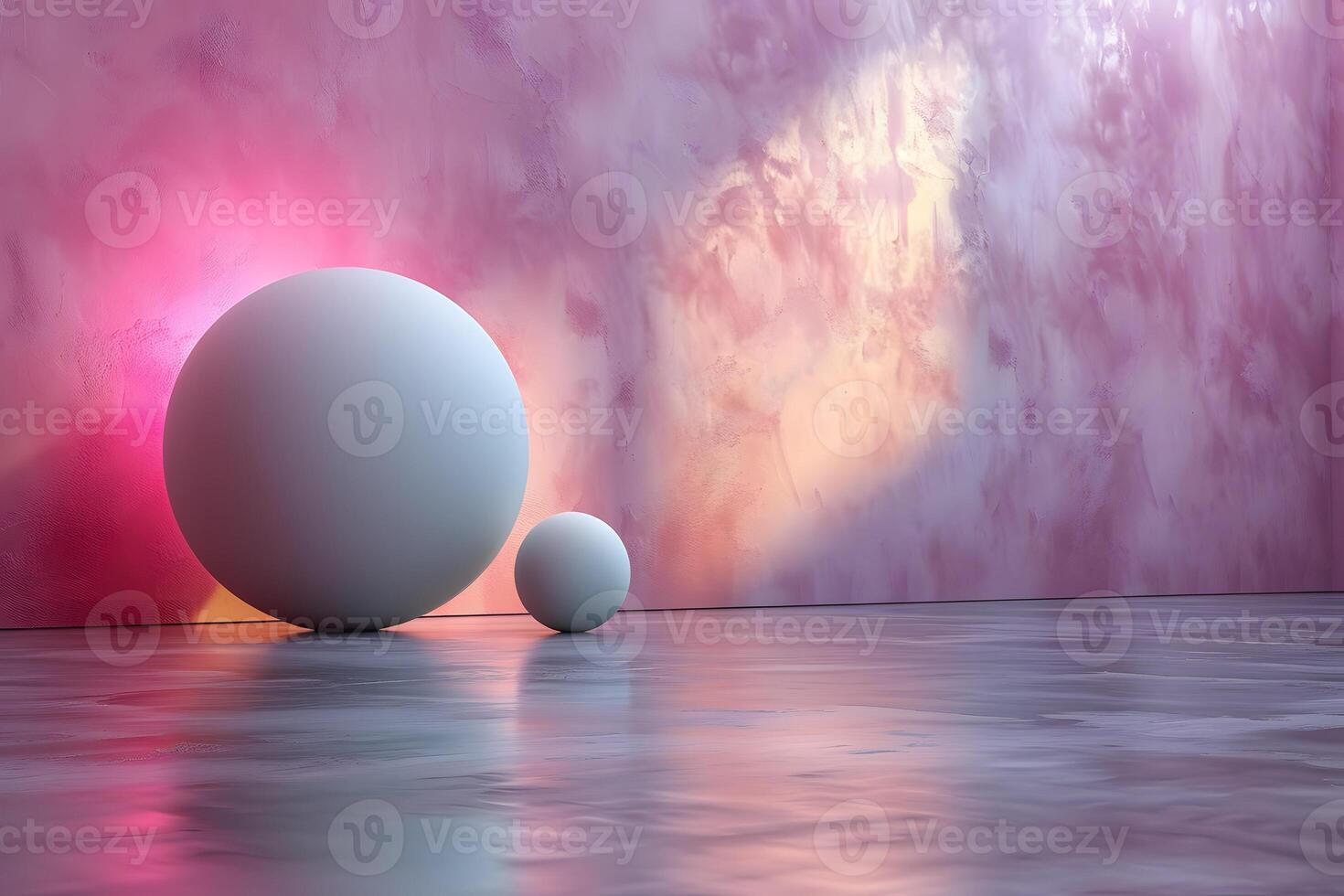 Abstract Contemporary Art with Spheres and Pink Gradient Background for Creative Design Projects photo