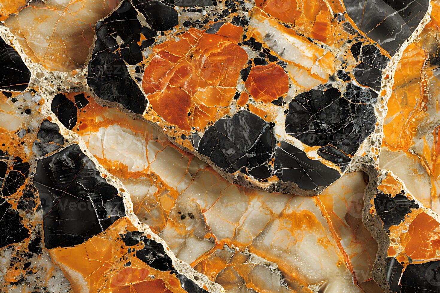 Vibrant Abstract Marble Texture with Orange and Black Patterns for Creative Design photo