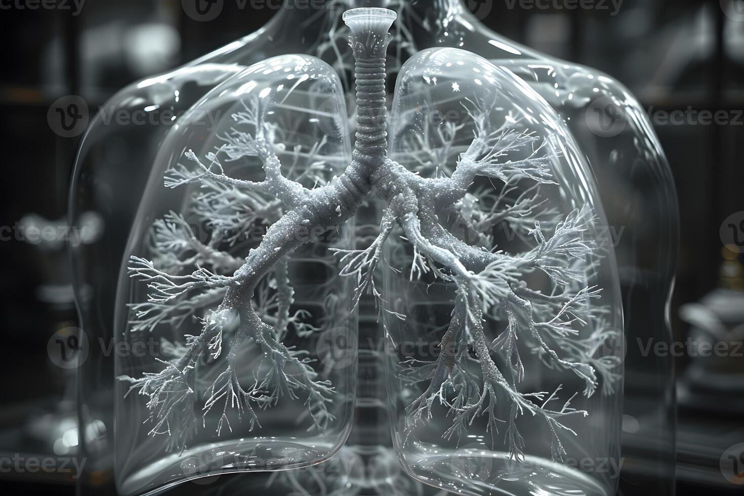 Intricate Human Lung Anatomy in Transparent Model for Medical Visualization and Education photo