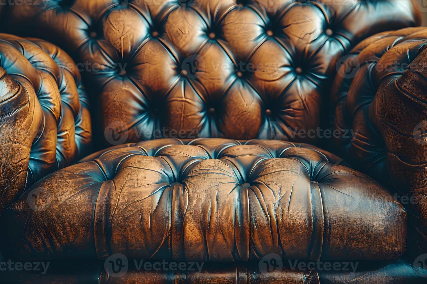 Luxurious Vintage Leather Armchair with Button-Tufted Design for Elegant Interiors photo