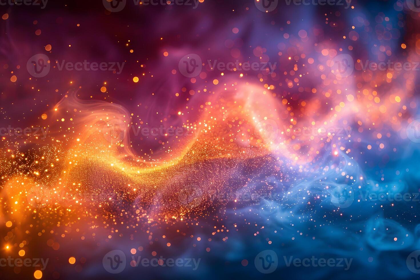 Abstract background with glowing orange and blue light photo