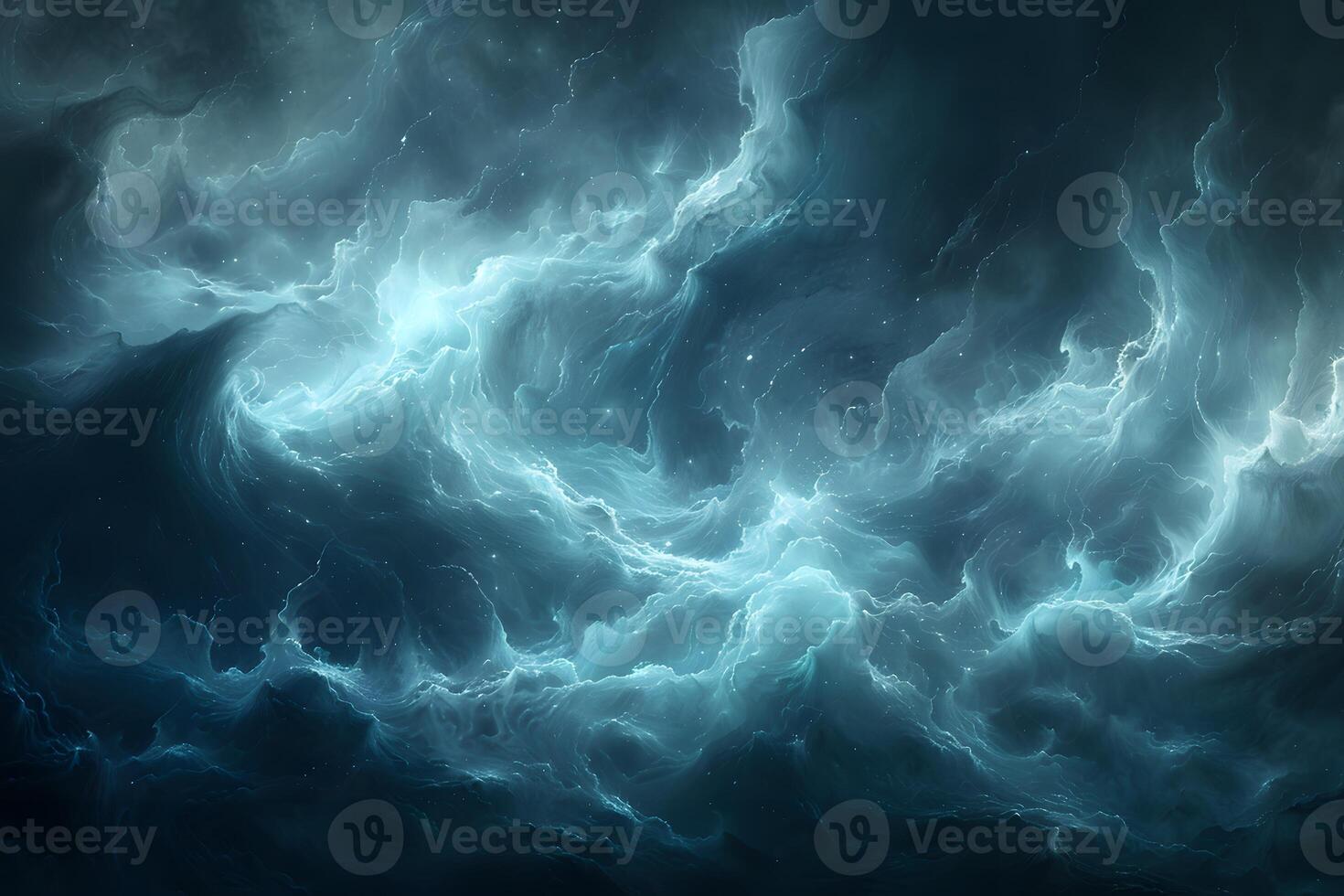 A dark blue and white cloud with lightning photo