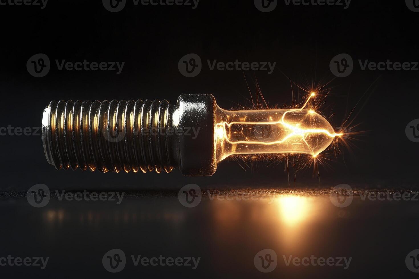 An electric light bulb with a sparkle photo