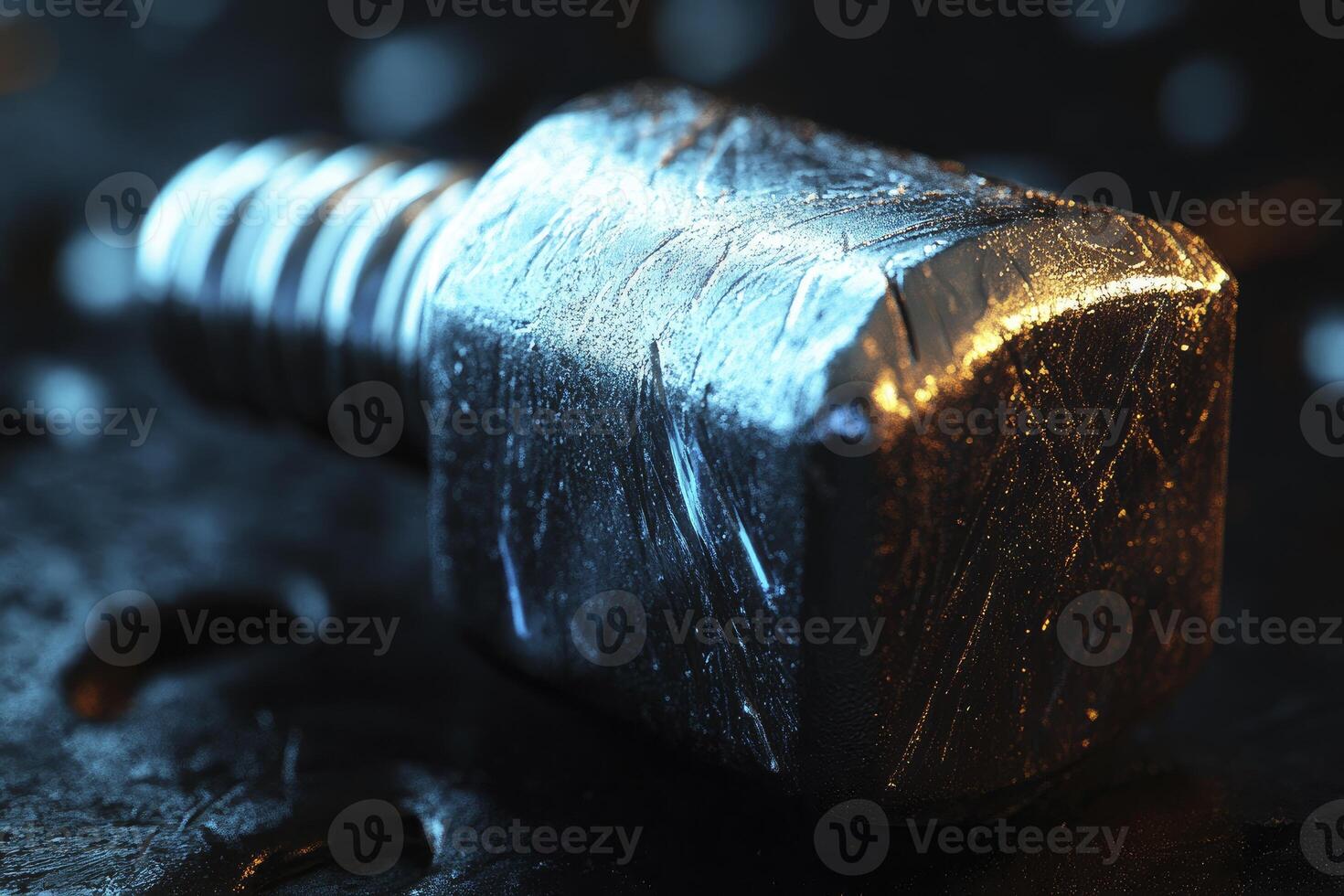 A screw sitting on top of a metal surface photo