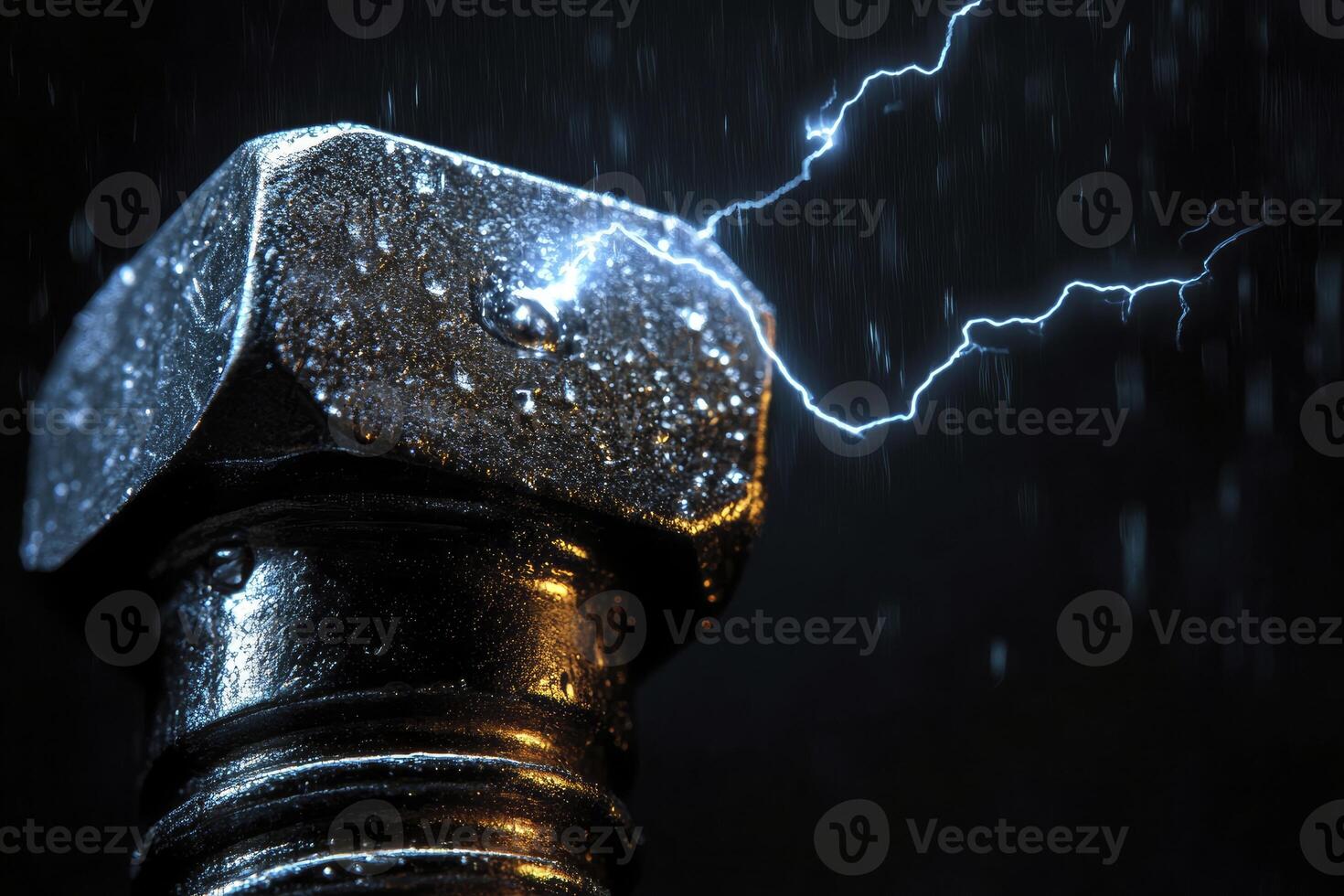 A hammer with lightning coming out of it photo