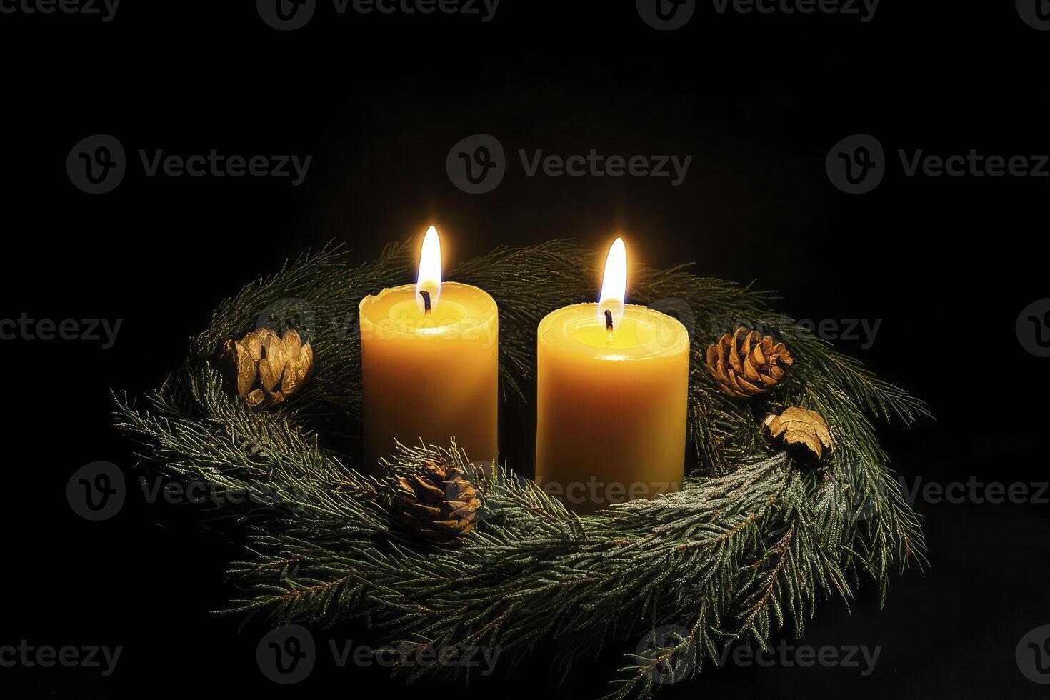 burning candle with dark background photo