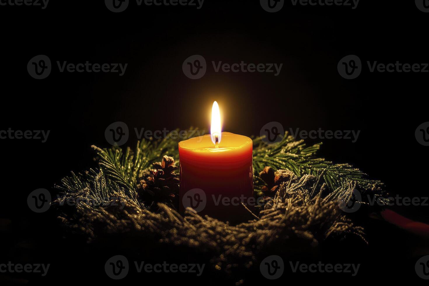 burning candle with dark background photo
