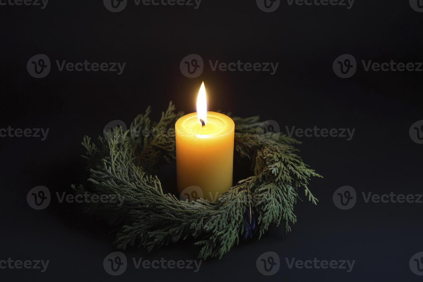 burning candle with dark background photo