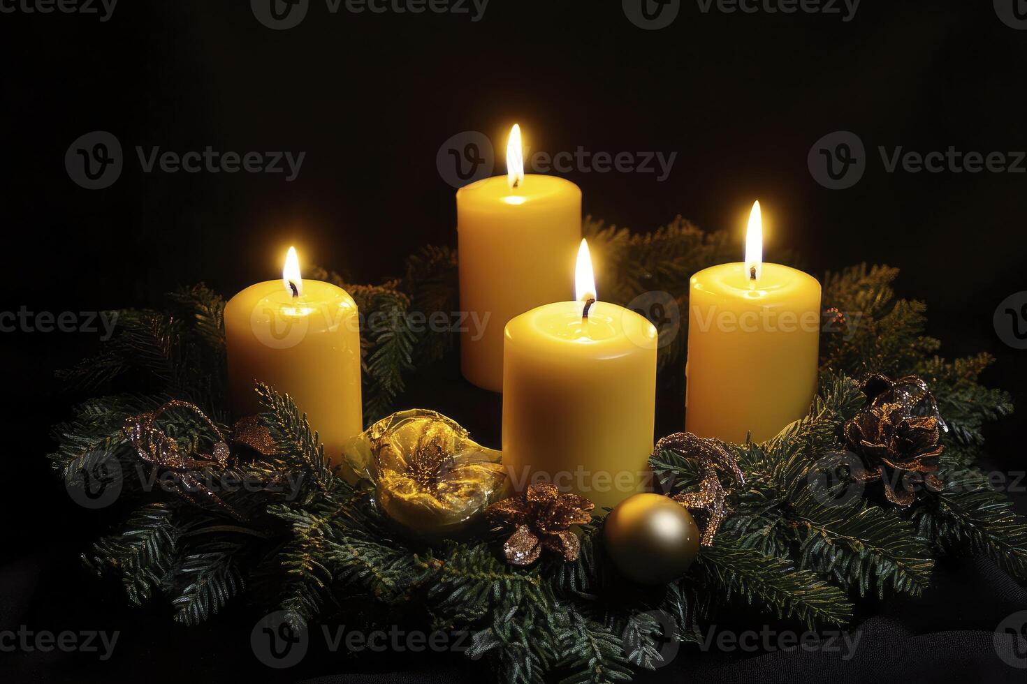 burning candle with dark background photo