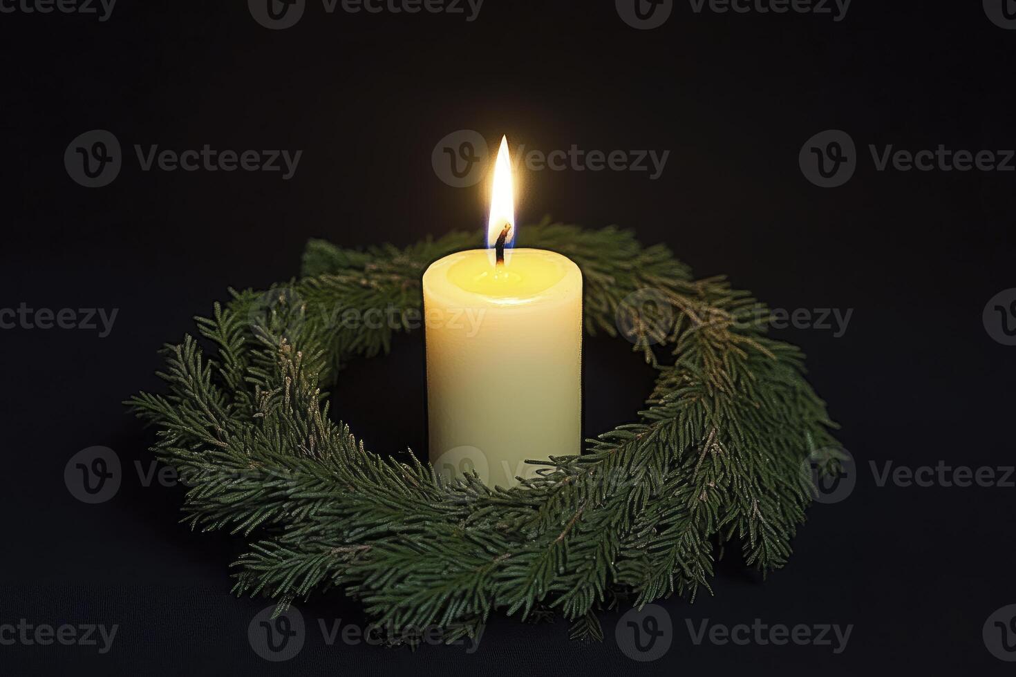 burning candle with dark background photo