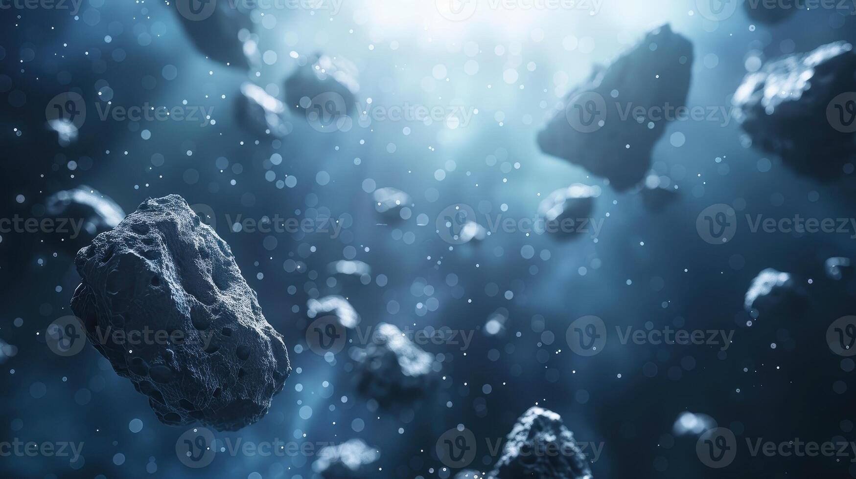 A large group of rocks floating in the water photo