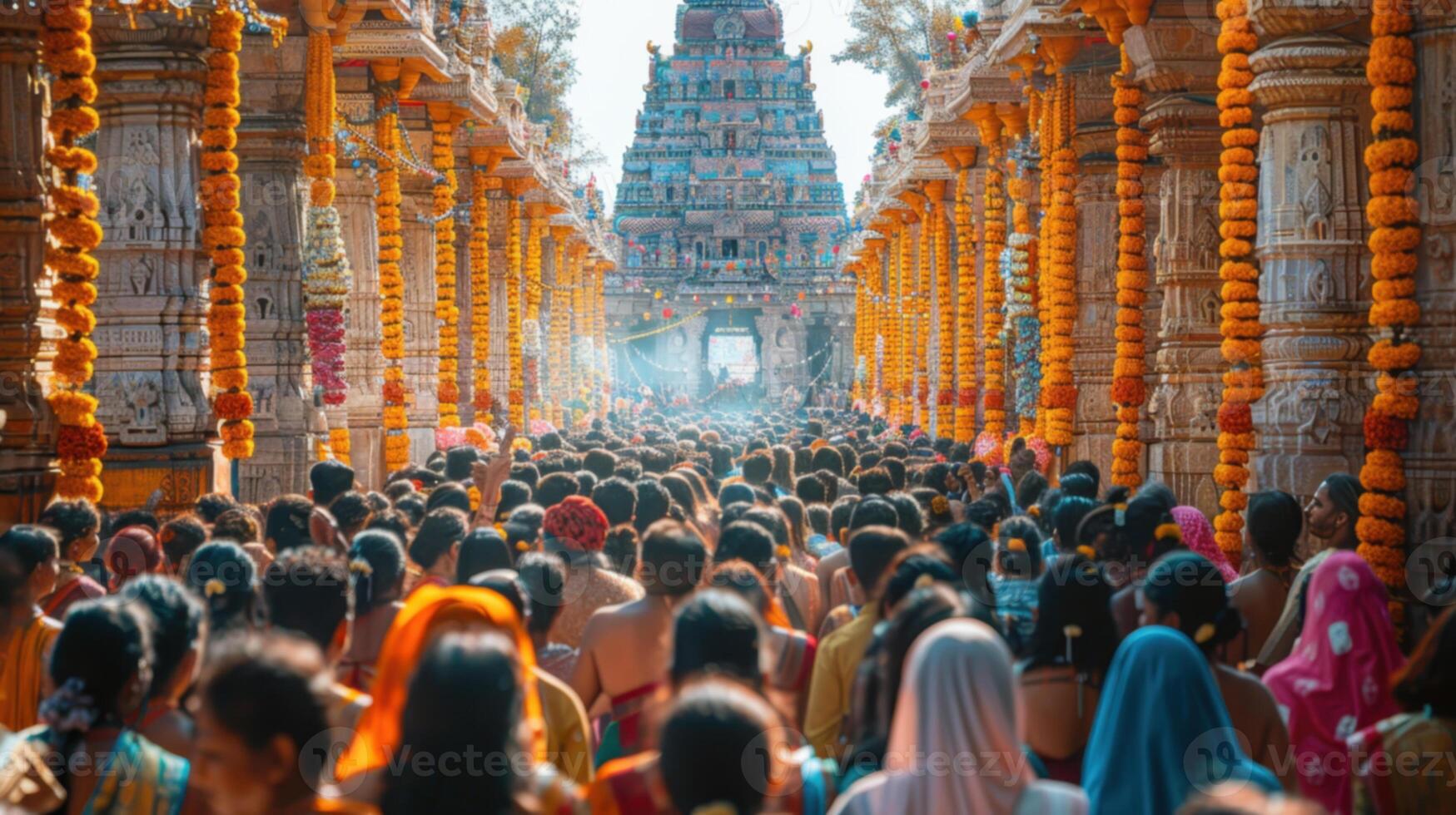 A large crowd of people in india photo