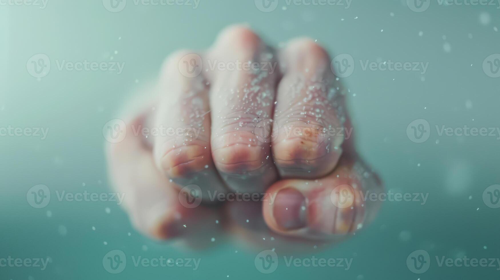 A close up of a person's hand with water droplets on it photo