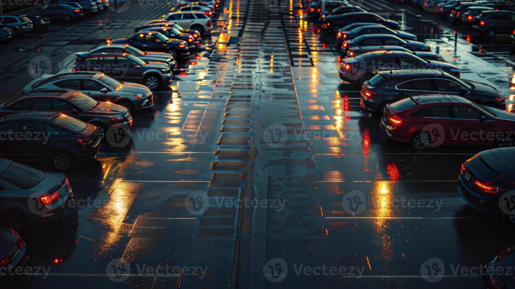 A parking lot with cars parked in it photo