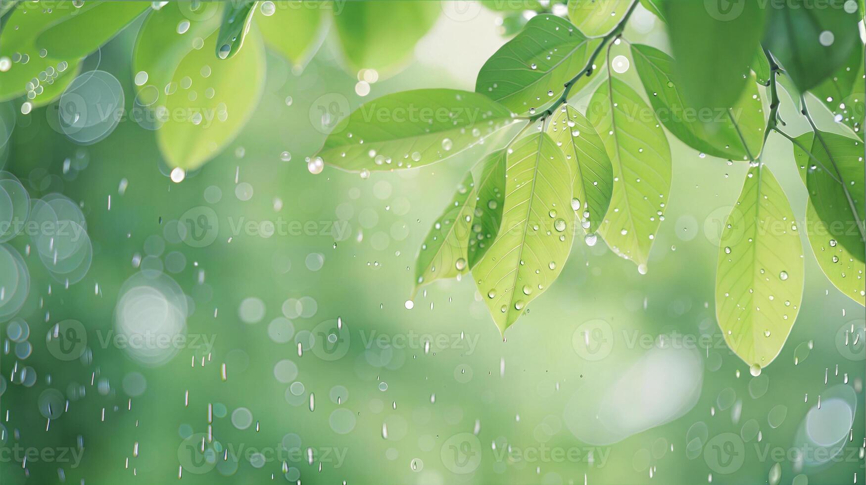 Raindrops on leaves photo