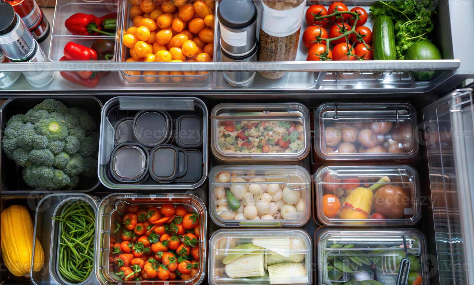 A refrigerator filled with food photo