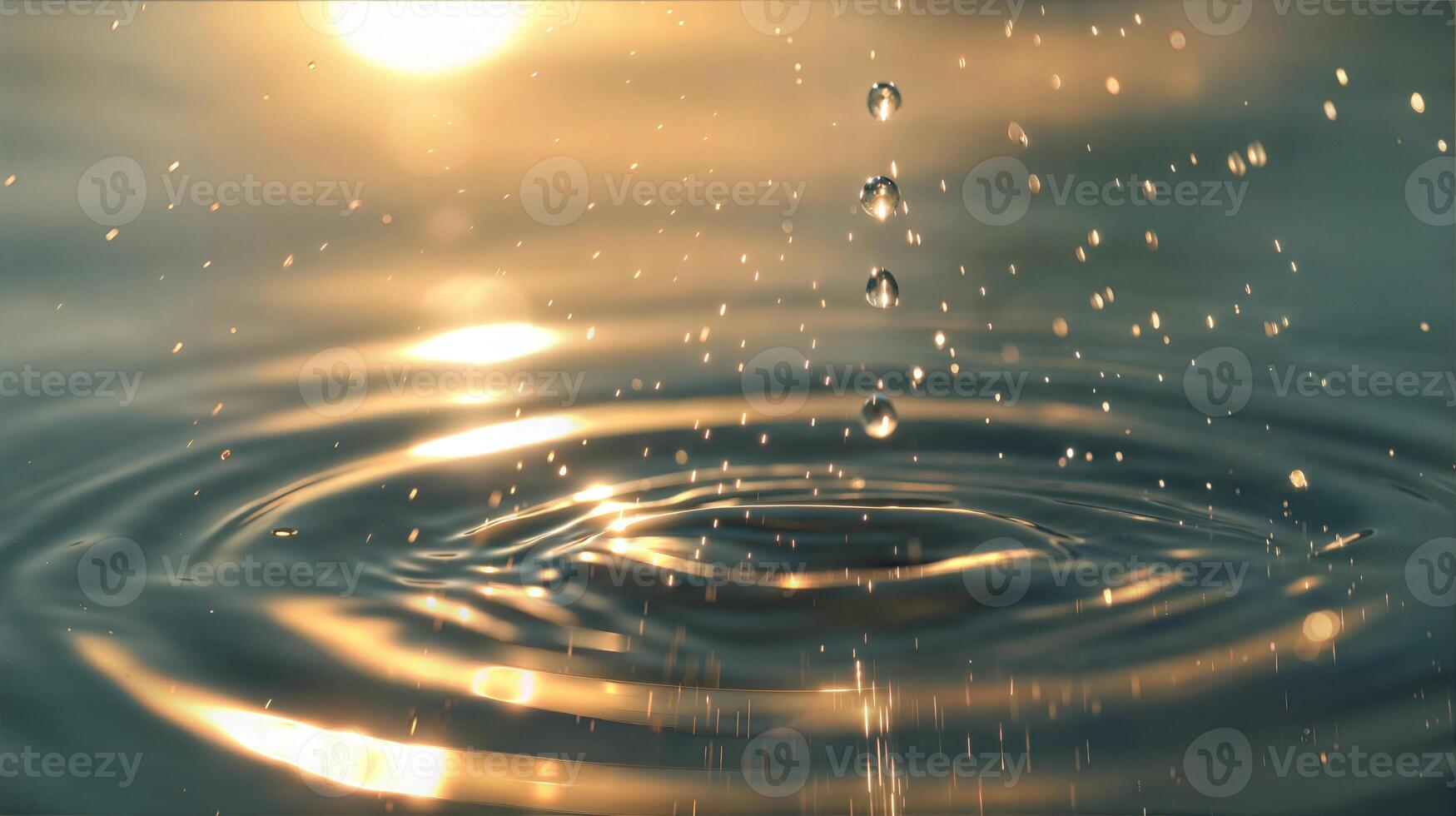 Water drops falling into the water photo