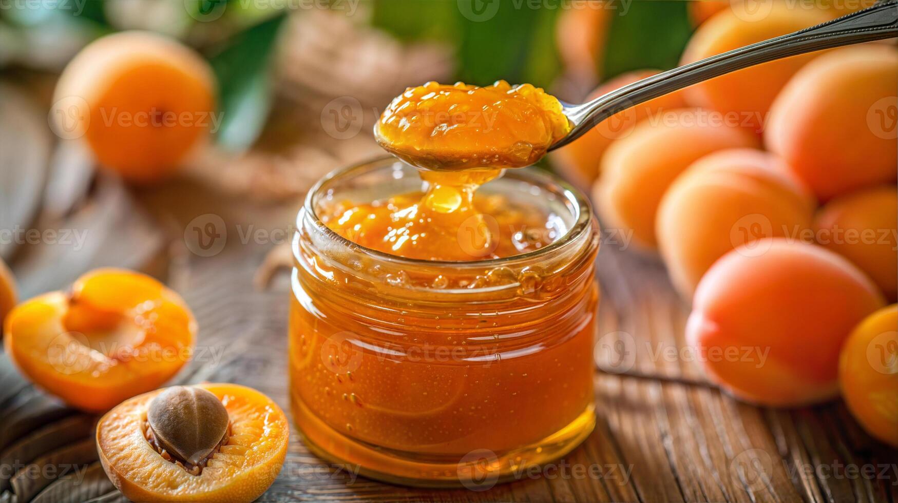 Apricot jam with honey photo