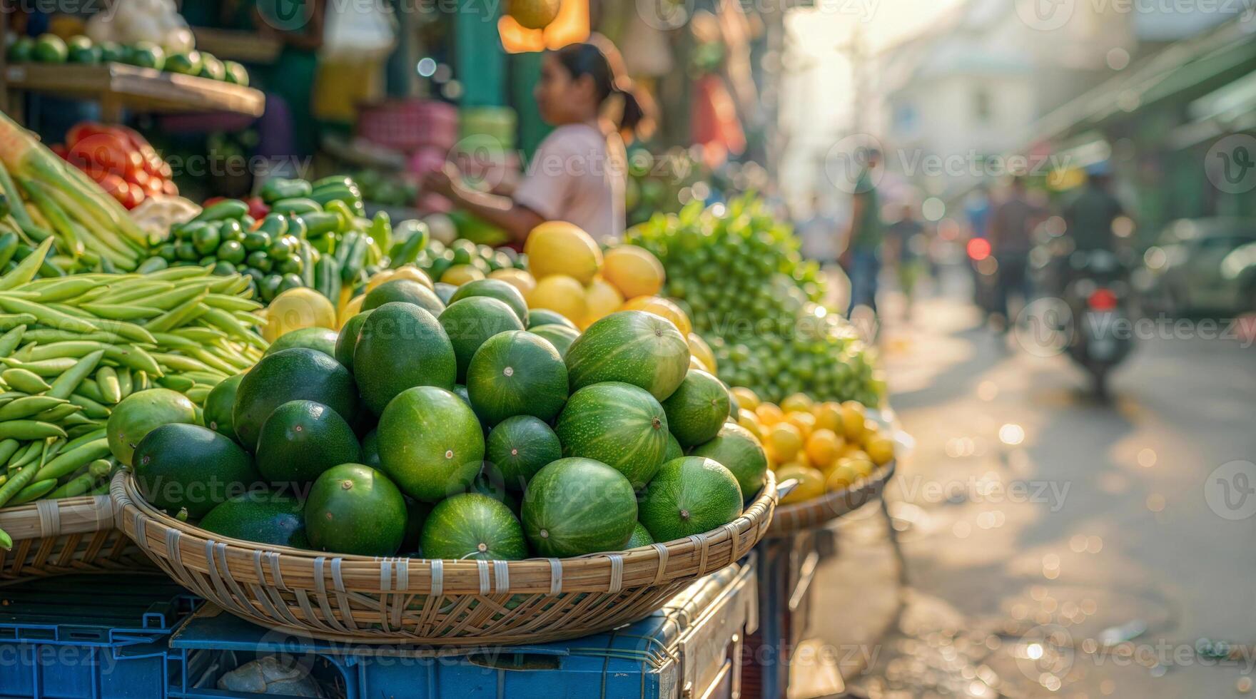 A street vendor selling fresh fruits and vegetables photo