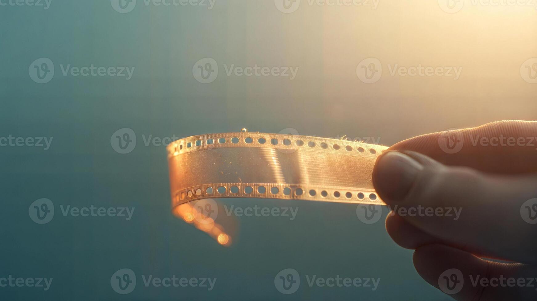 A person holding a film strip in their hand photo