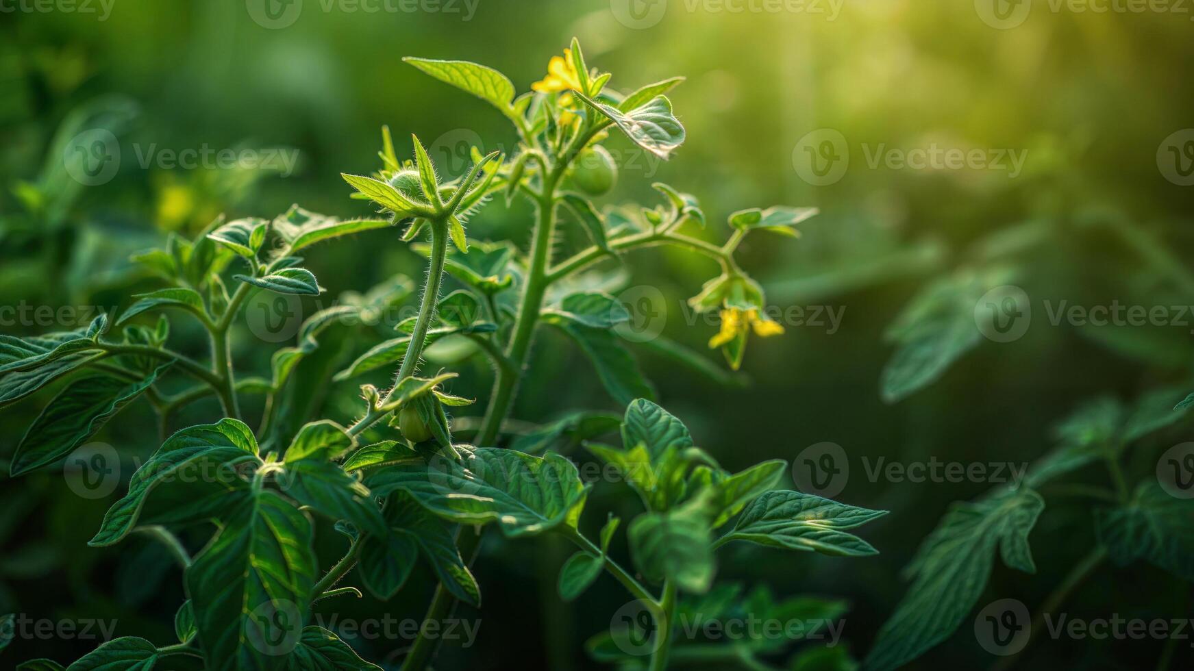 A close up of a green plant with yellow flowers photo