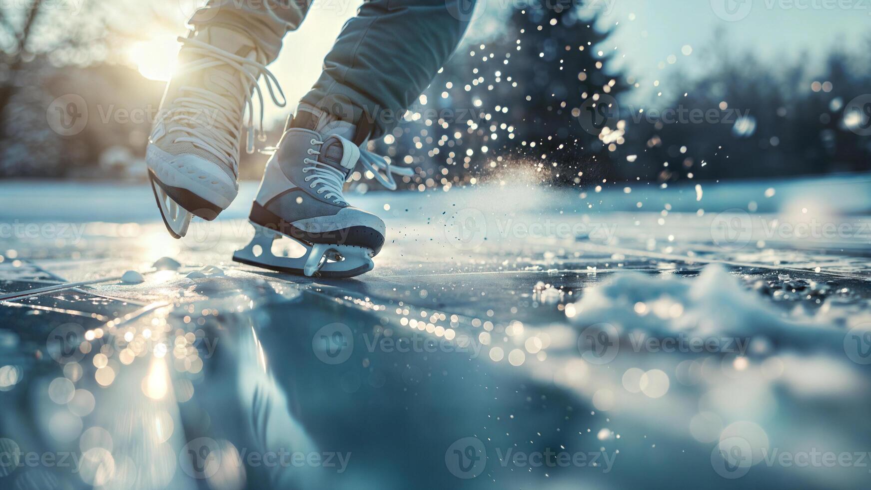 A person is skating on a frozen surface photo