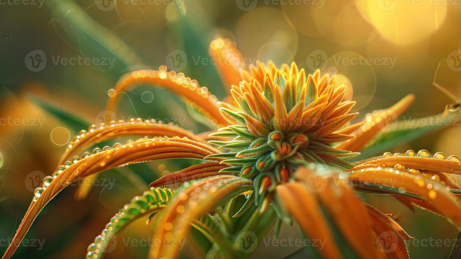 Orange flower with water droplets on it photo