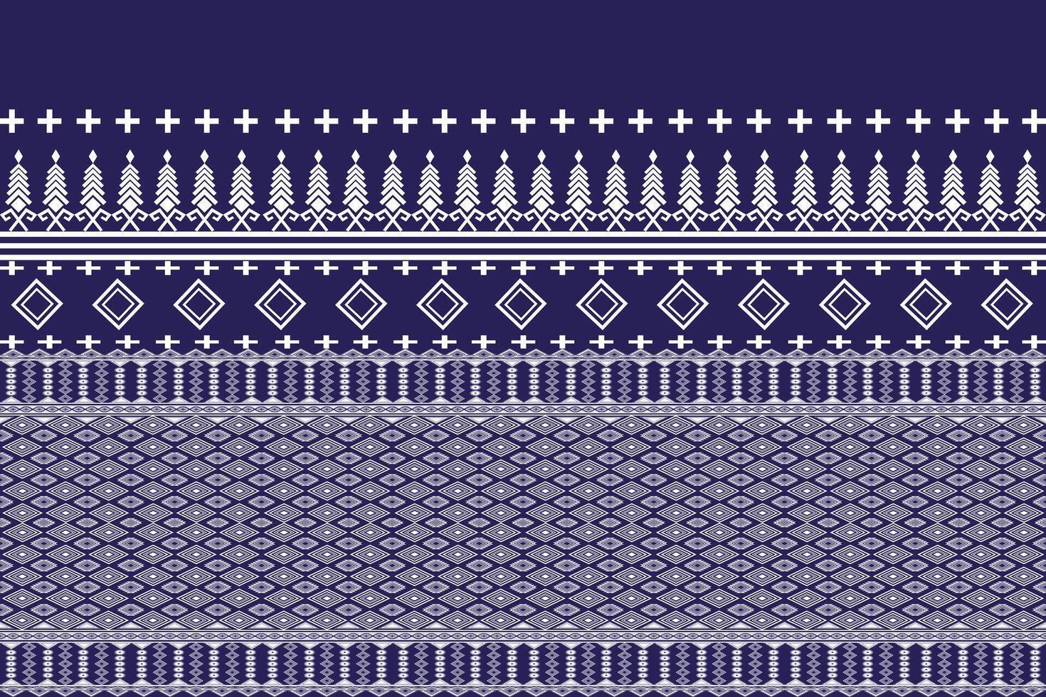 Vintage abstract geometric seamless Thai pattern. Blue and white vector