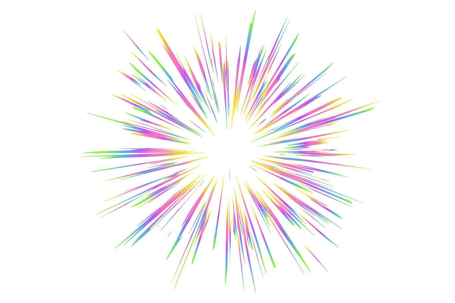 Light burst with rainbow prism effect. Halo flare sparkles of crystal on white background. Radial holographic color explosion. Comic speed lines glare beams with sparks and neon reflection. vector