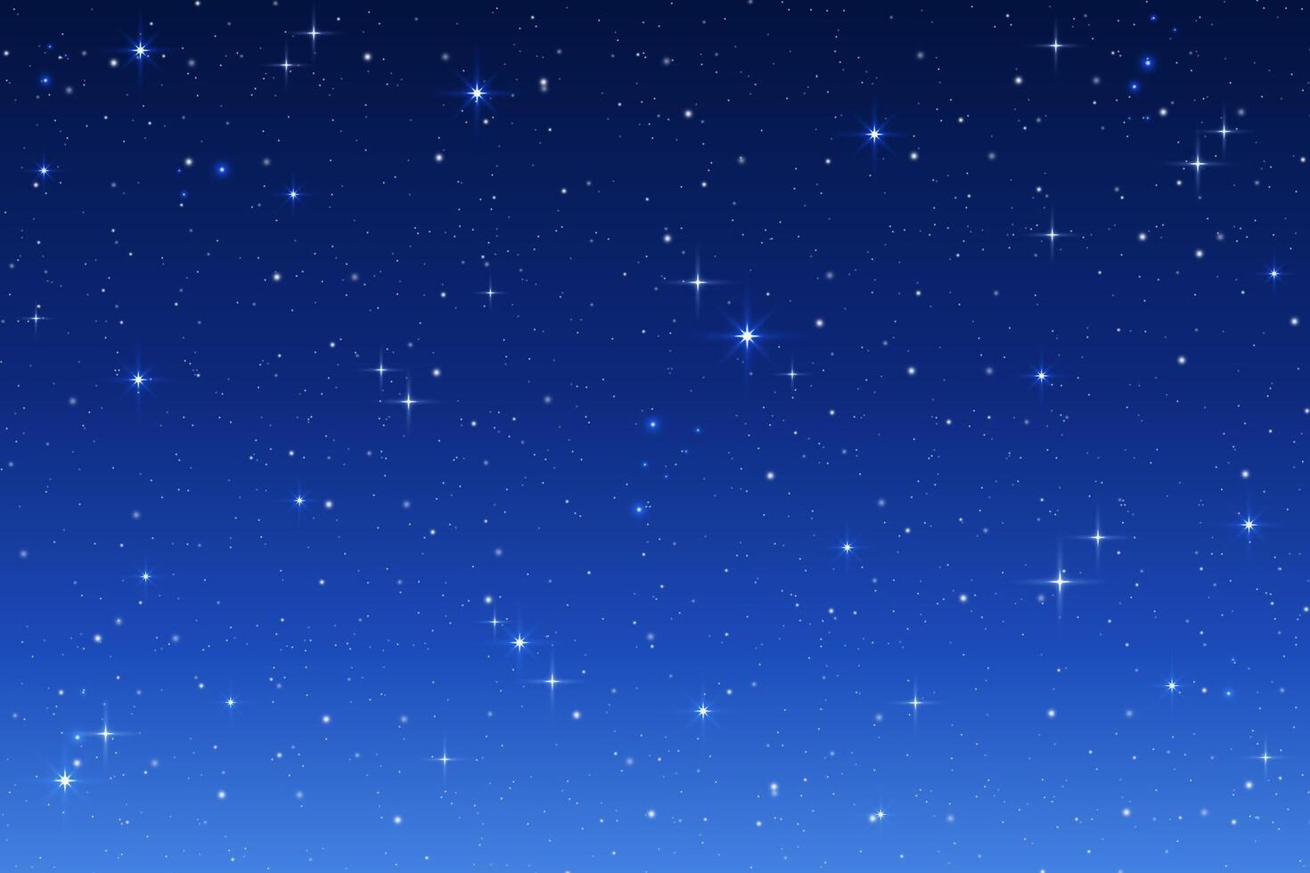 Blue starry night sky background. Dark space. Magic gradient galaxy with twinkles and constellations. Cosmic backdrop. vector