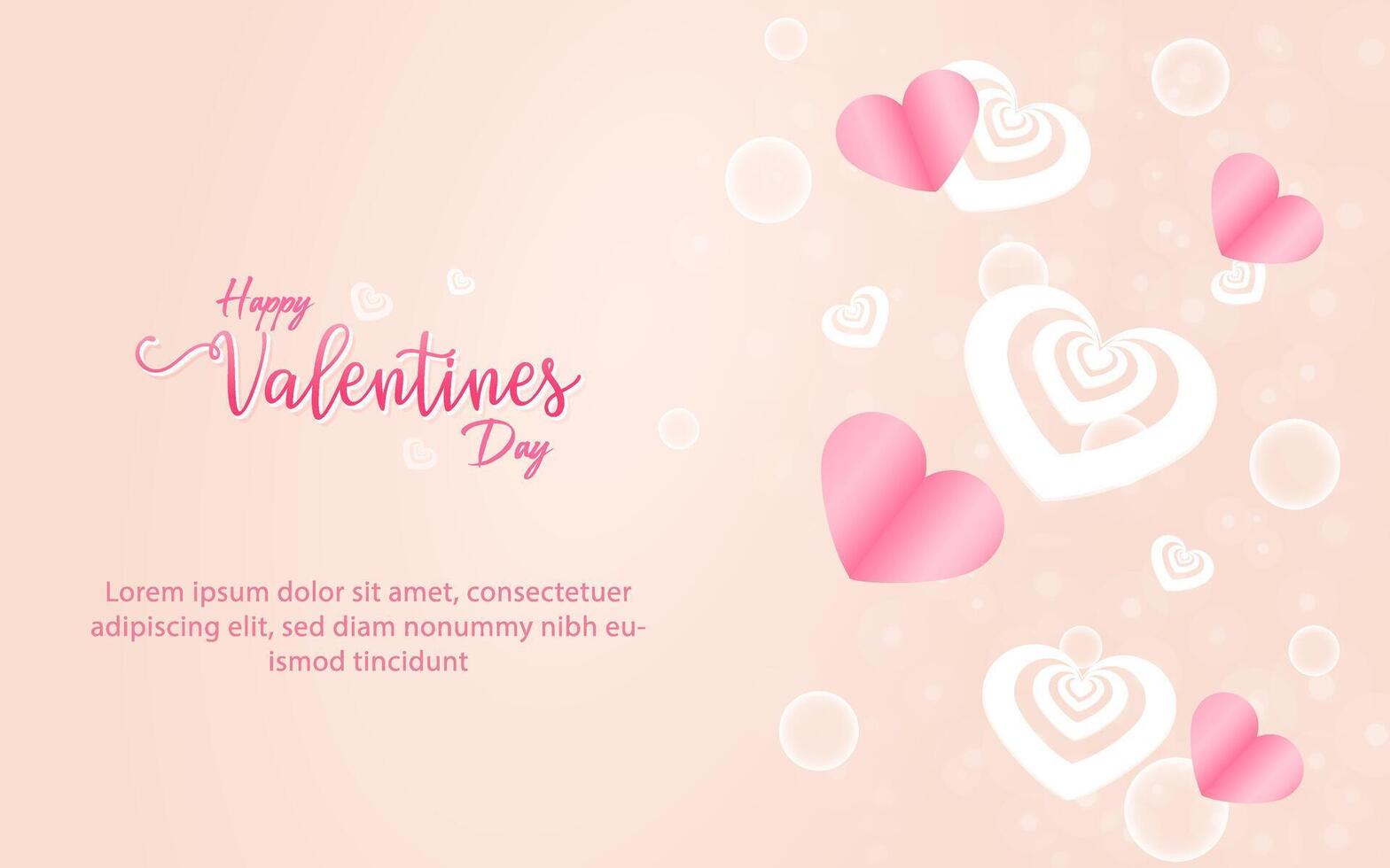Valentines Day banner and background design with glossy and shiny pink hearts vector