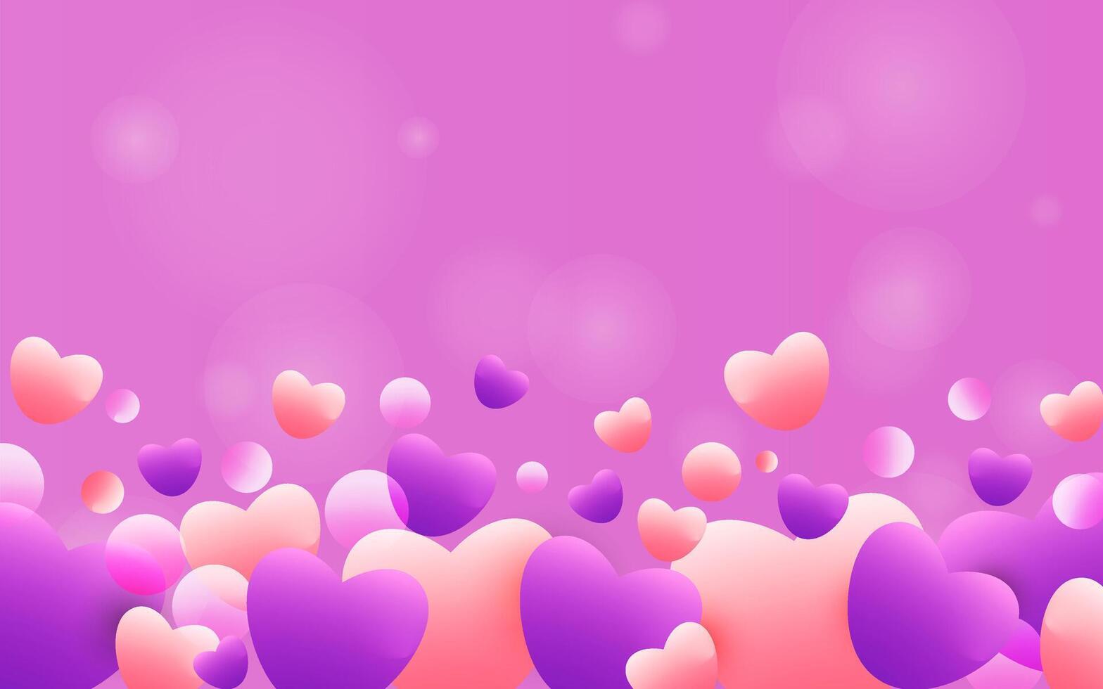 Happy Valentine's Day banner, poster, or background design for website with 3d purple hearts vector
