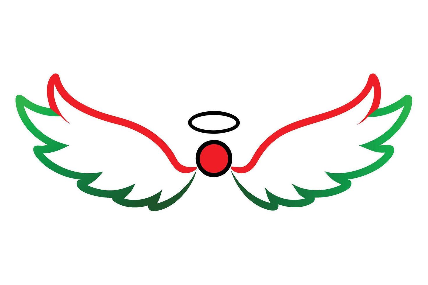 Christmas angel wings line art, clipart illustration with isolated on white background vector