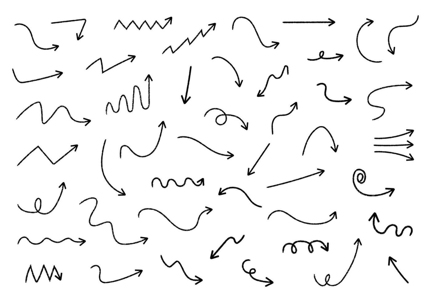 Hand drawn doodle arrows set. Arrow mark icons illustration isolated on white background vector