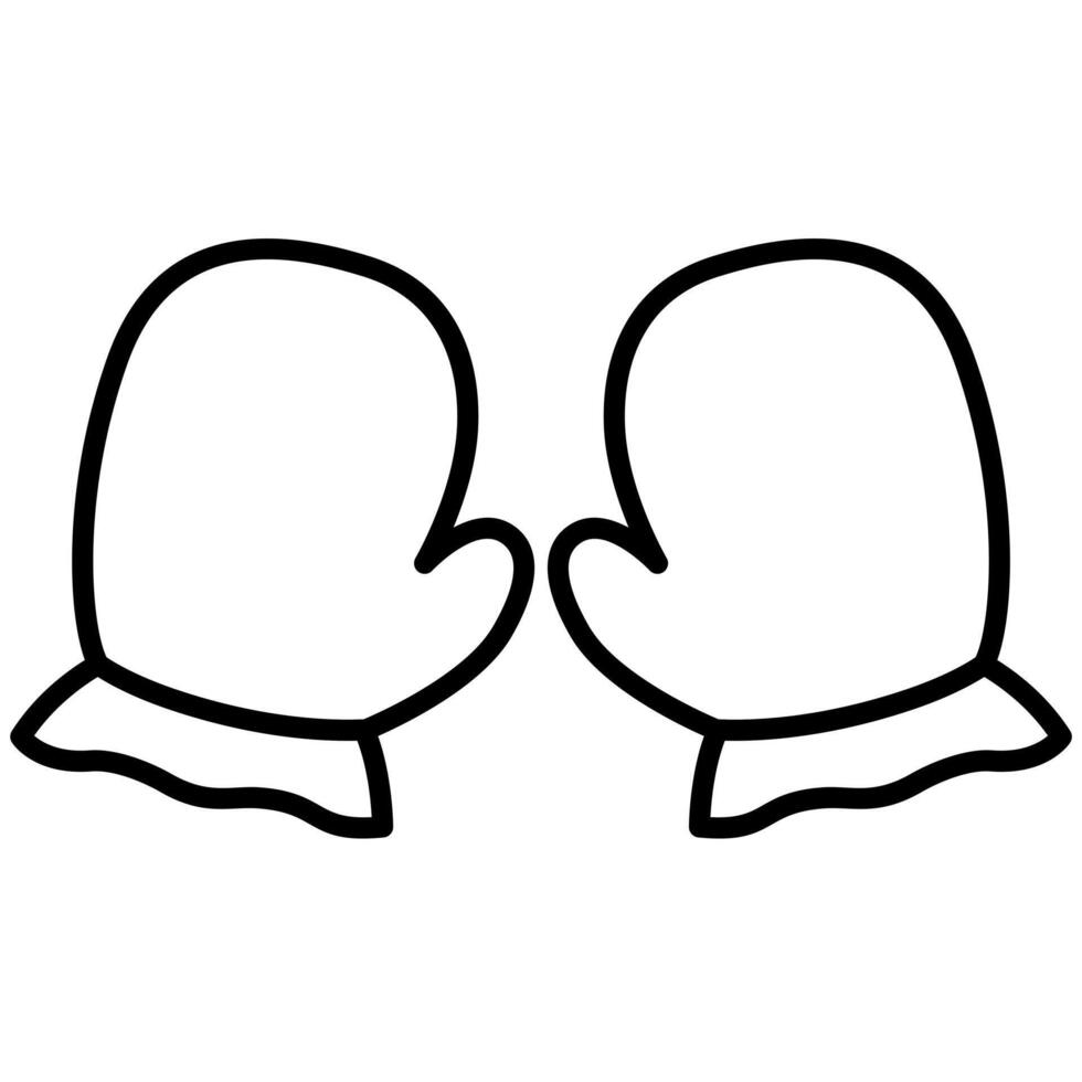 Mittens black outline icon vector