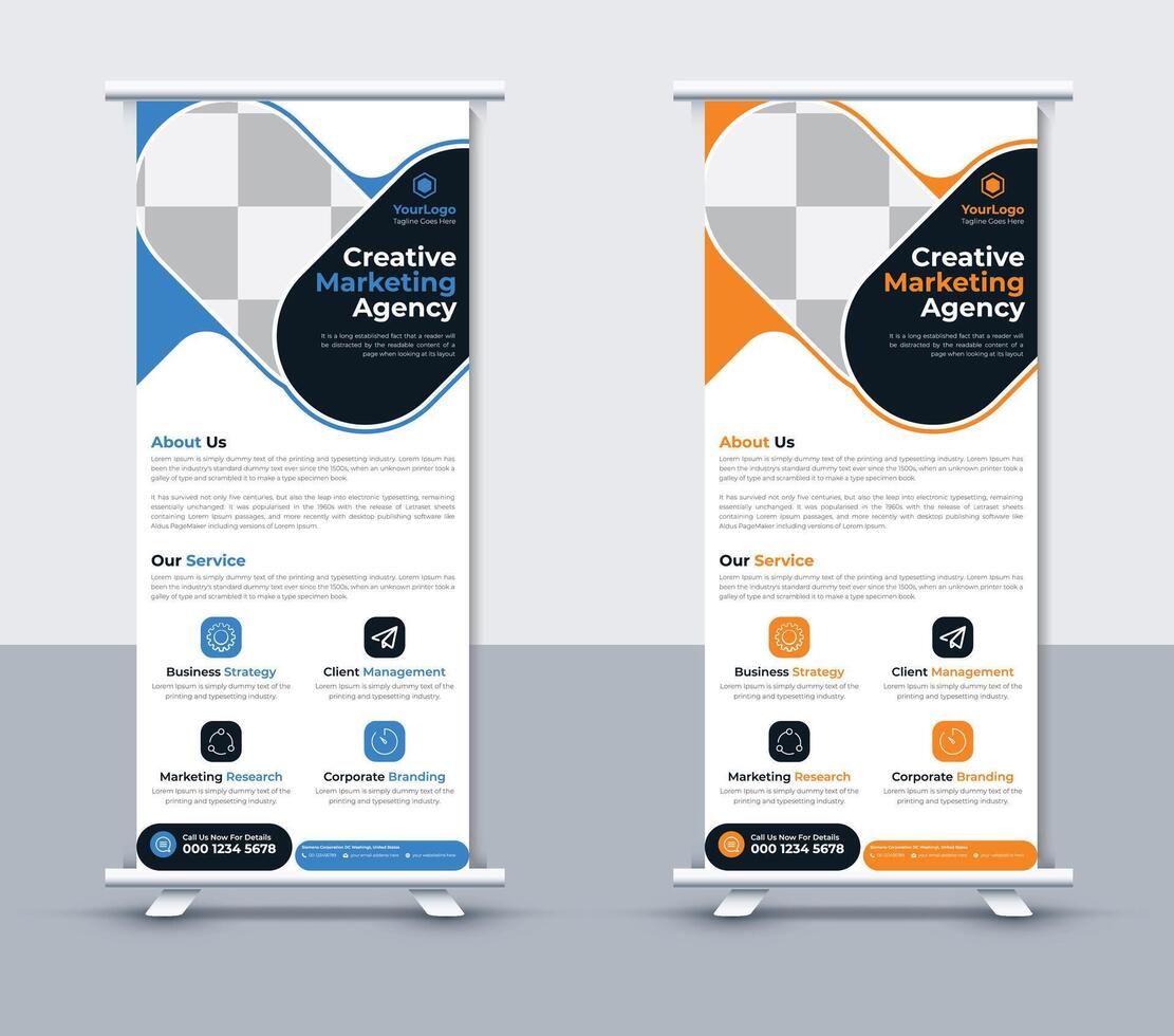 Simple creative roll up banner design template, Free vector