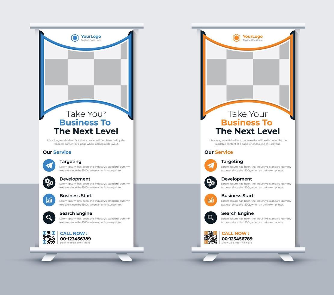 Creative roll up banner design template vector