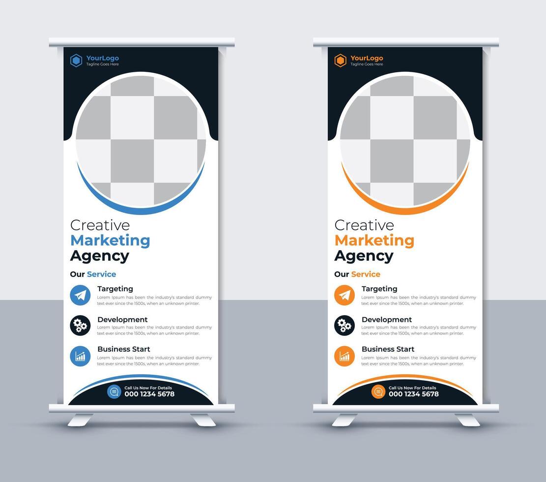 Creative corporate roll up banner design template, Free vector