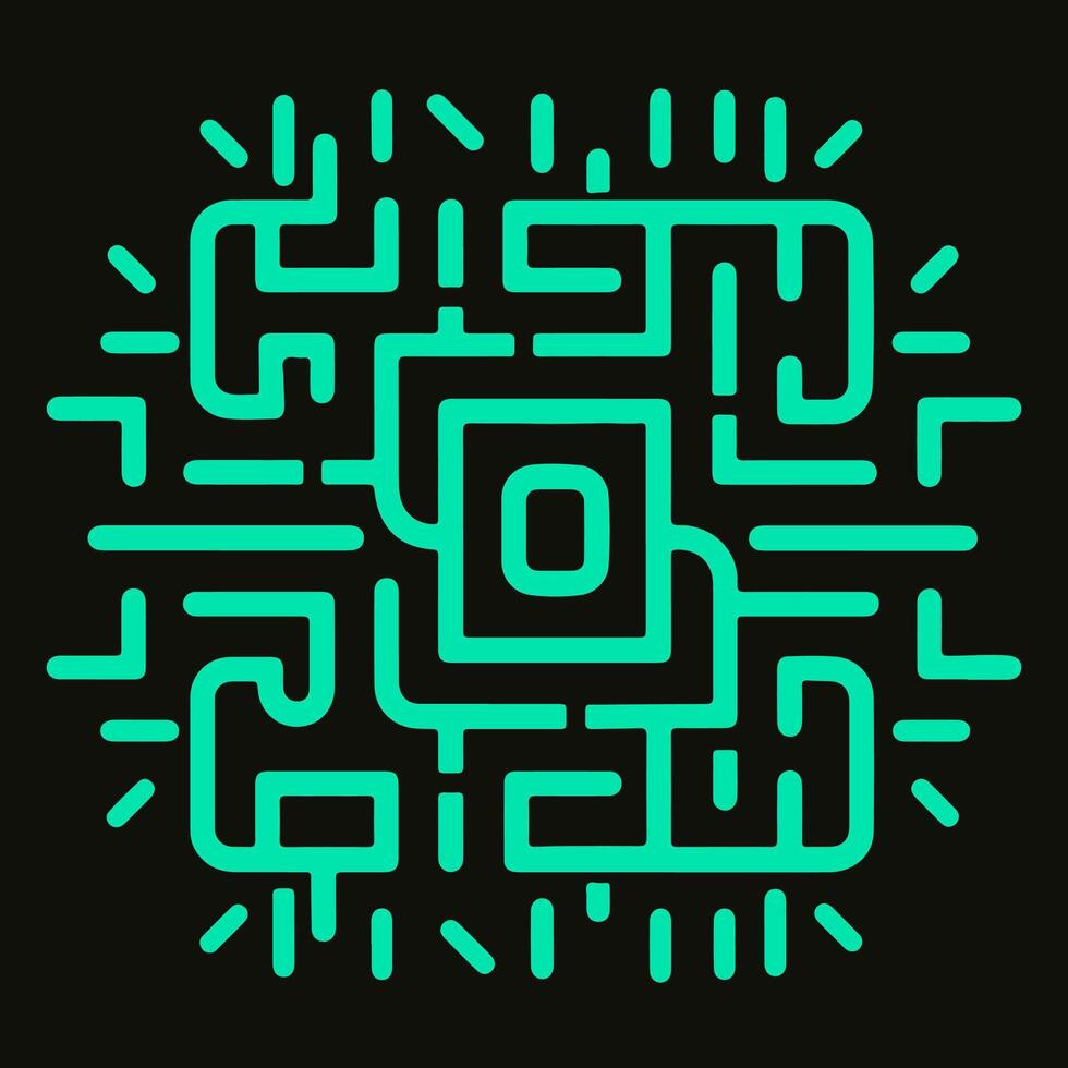 Abstract neon geometric pattern featuring intricate lines and shapes on a dark background vector