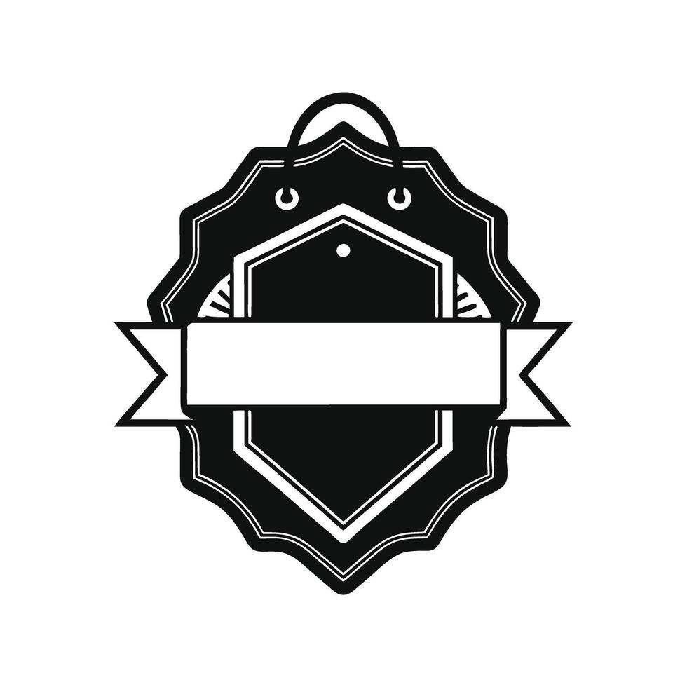 Black and white badge with ribbon on a white background vector