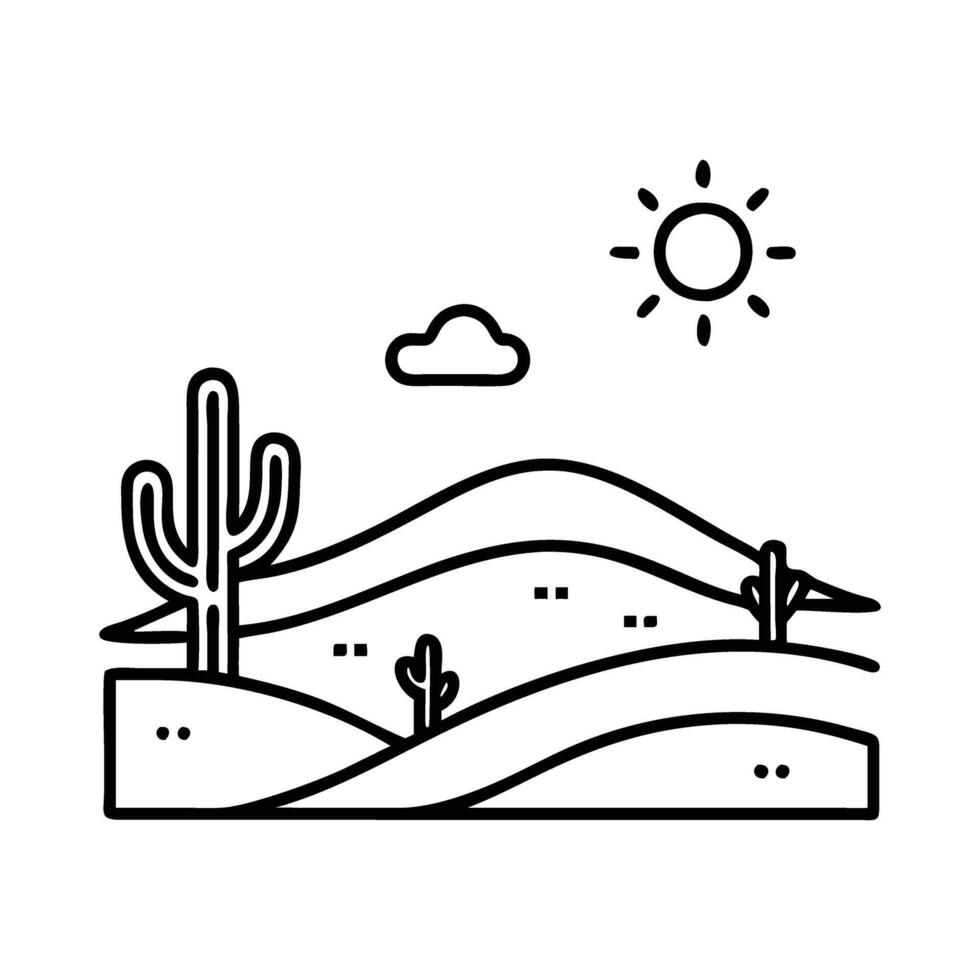 A desert landscape with cactus and sun vector