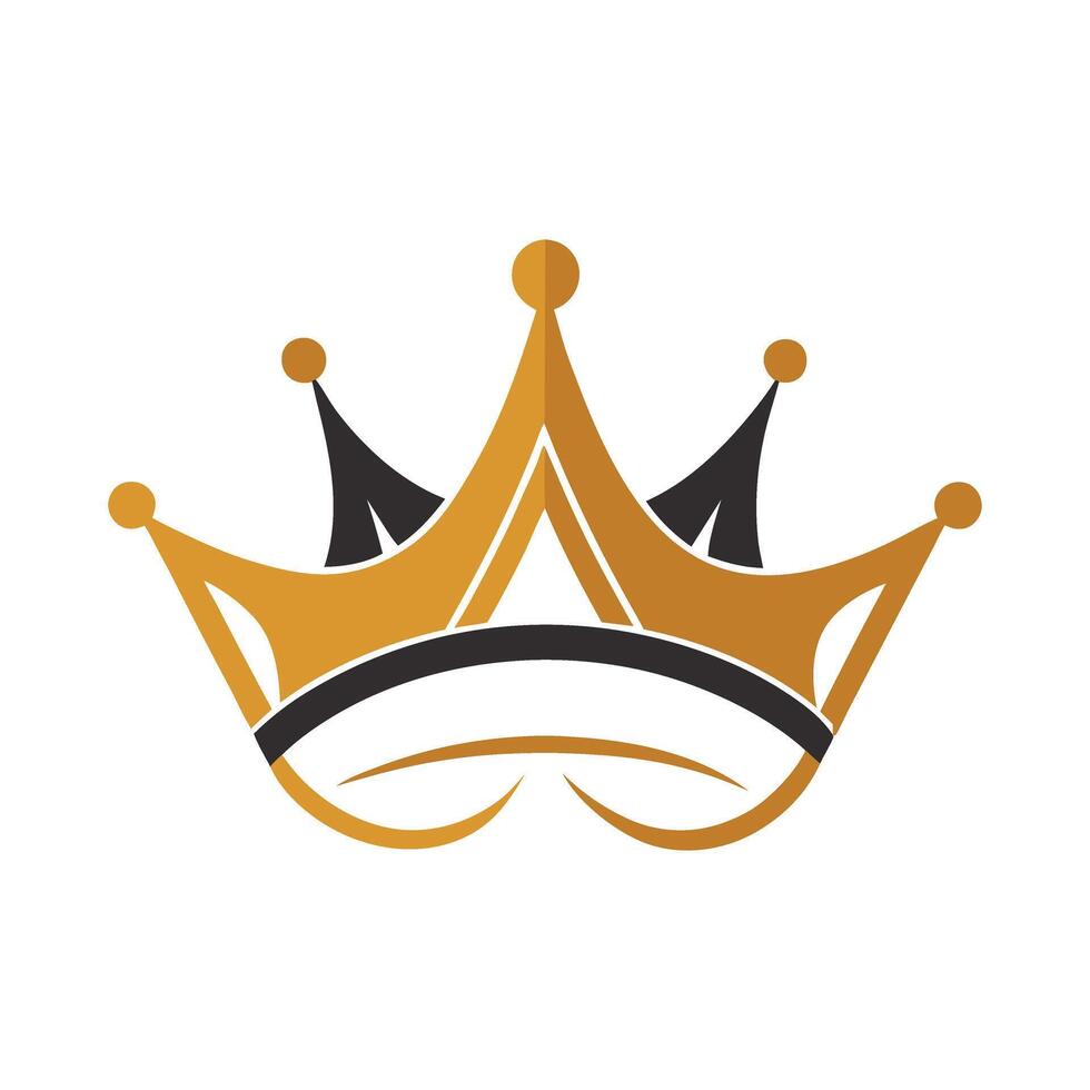 A crown logo with a black and gold color vector
