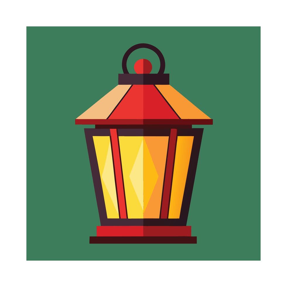 A lantern with a red and yellow color vector