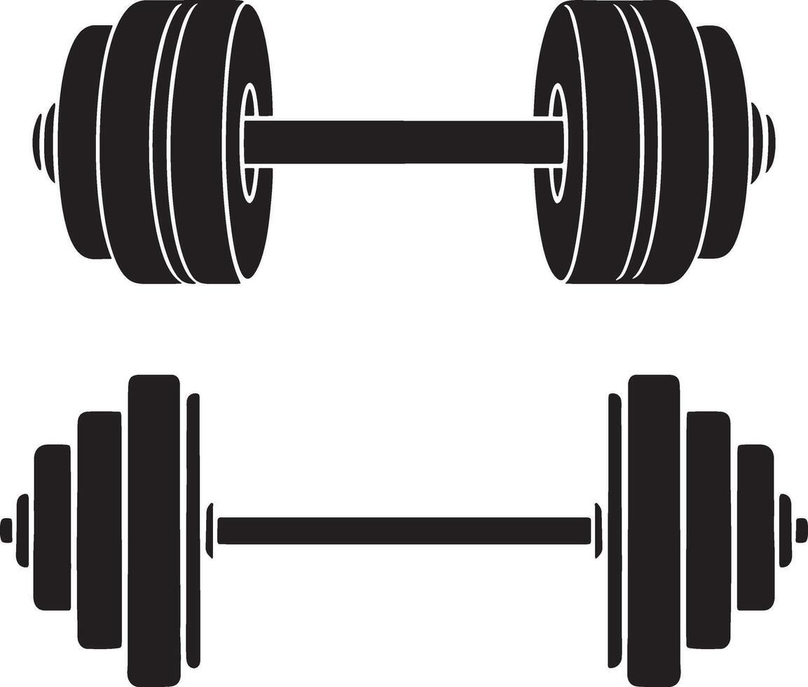 Dumbbell weight barbell silhouette art illustration vector